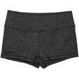 Front view of heather black 2.5-inch booty shorts