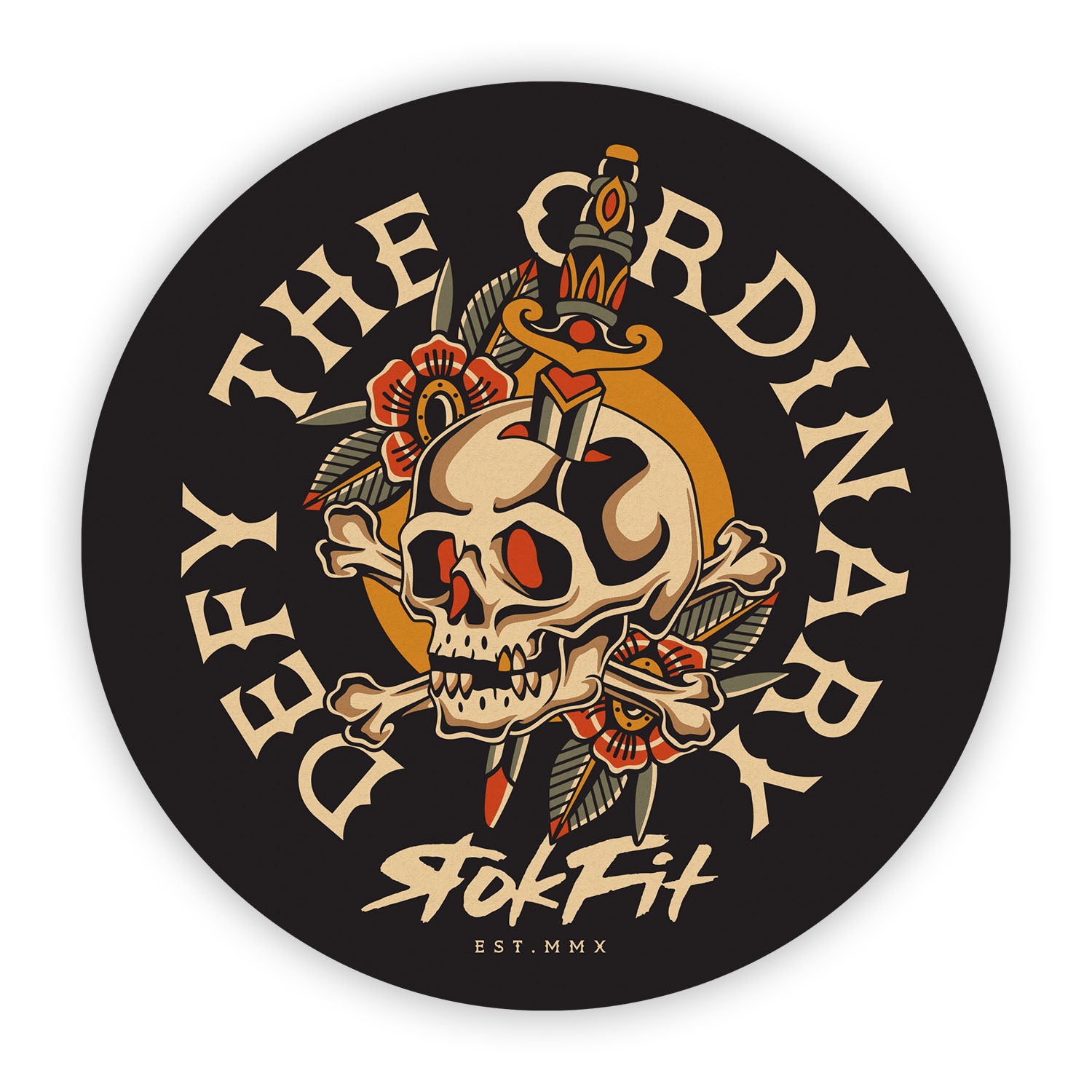 Front view of Sticker with 'Defy The Ordinary' graphic