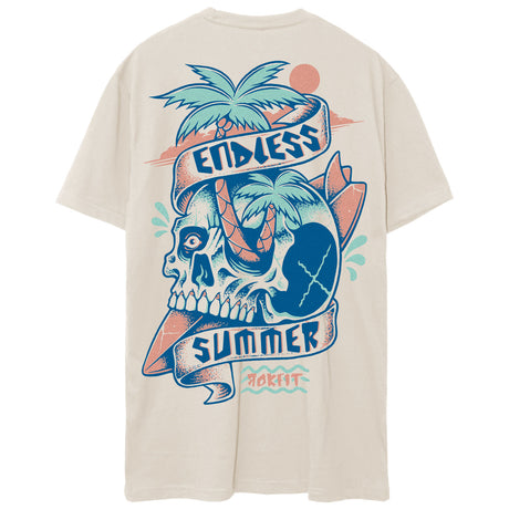 Back view of sand color unisex Active Tee with 'Endless Summer' graphic