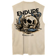 Back view of unisex cream sleeveless Active Tee with 'Endure' graphic